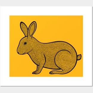 Rabbit drawing - detailed farm or pet animal design Posters and Art